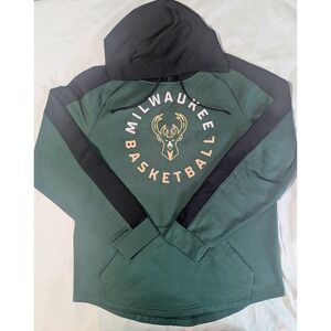 Milwaukee Bucks Hoodie Mens Large Green Black NBA Basketball Pullover Sweatshirt